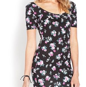 H&M Black and White Floral Bodycon Dress
